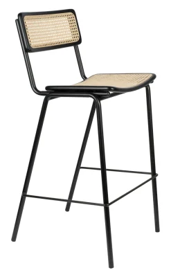 Sale Zuiver Barkruk Jort Rotan (zithoogte 78cm) Zwart