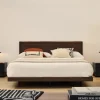 Kave Home Bed Norlen incl. hoofdbord met LED-verlichting, Walnootfineer