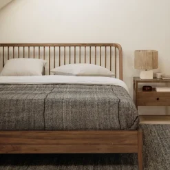 Clearance Ethnicraft Bed Spindle Gerecycled Teakhout, kleur Bruin