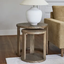 New Rivièra Maison Bijzettafel Astoria Eikenhout, Set van 2 stuks
