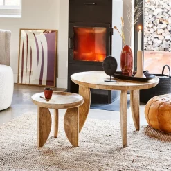 Outlet vtwonen Bijzettafel High Heels Mangohout, Set van 2 stuks Naturel