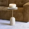 Best Rivièra Maison Bijzettafel Malibu Travertin en mangohout, 35cm