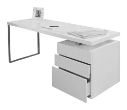 Online Artistiq Living Bureau Pamela Met 3 laden, kleur Hoogglans Wit