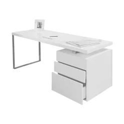 Online Artistiq Living Bureau Pamela Met 3 laden, kleur Hoogglans Wit