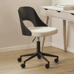 Outlet Bendt Bureaustoel Vila Eiken en chenille, kleur /Zwart Beige