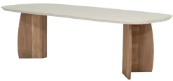 Outlet DTP Home Deens Ovale Eettafel Nova Travertinlook en teakhout