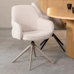 New LABEL51 Draaibare Eetkamerstoel Bern Bouclé