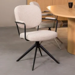 LABEL51 Draaibare Eetkamerstoel Basel Bouclé