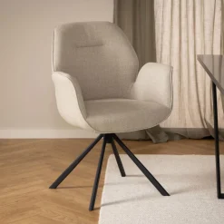 Hot Bendt Draaibare Eetkamerstoel Chandler Stof met armleuning Beige