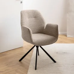 Clearance Bendt Draaibare Eetkamerstoel Chandler Bouclé met armleuning