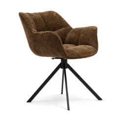Best Rivièra Maison Draaibare Eetkamerstoel Carnaby Chenille, kleur Umber Brown