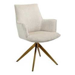 New Richmond Interiors Draaibare Eetkamerstoel Dakota Met armleuning, Chenille, kleur Beige