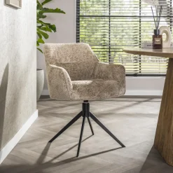 Discount LifestyleFurn Draaibare Eetkamerstoel Lavonne Alura stof, kleur Zand