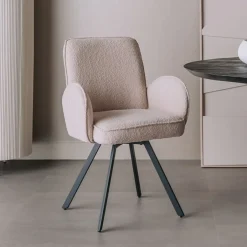 New Tower Living Draaibare Eetkamerstoel Livo Bouclé