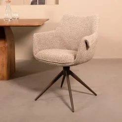 LABEL51 Draaibare Eetkamerstoel Narumi Bouclé, kleur /Brons Mushroom