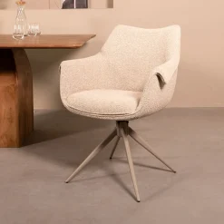Outlet LABEL51 Draaibare Eetkamerstoel Narum Bouclé, kleur /Taupe Naturel
