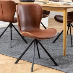 Outlet Bendt Draaibare Eetkamerstoel Olle PU, kleur Bruin
