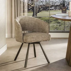 Sale LifestyleFurn Draaibare Eetkamerstoel Shakemia Cargo stof, kleur /Bruin Zand
