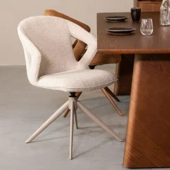 Online LABEL51 Draaibare Eetkamerstoel Zurich Bouclé