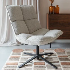 Clearance ZILT Draaifauteuil Cherly Bouclé, kleur Beige