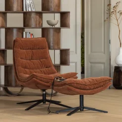 Clearance WOOOD Draaifauteuil Kube Met hocker