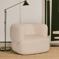 Kave Home Draaifauteuil Martina Bouclé, kleur Wit