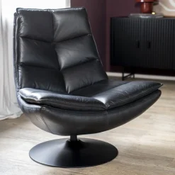 Online Eleonora Draaifauteuil Sven Leder Zwart