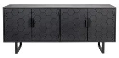 Outlet ZILT Dressoir Derrius Dennenhout, 140cm, kleur zwart