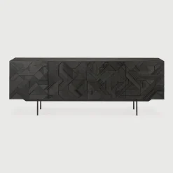 Outlet Ethnicraft Dressoir Graphic Gevernist Teakhout Zwart