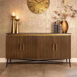 Online Richmond Interiors Dressoir Ironville 160cm, kleur goud / zwart marmer