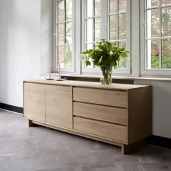 Outlet Ethnicraft Dressoir Wave Geolied Eikenhout, 205cm