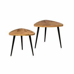 Best Tower Living Driehoekige Salontafel Viola Mangohout, Set van 2 stuks