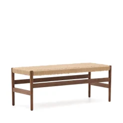 Online Kave Home Eetkamerbank Zaide Walnoot Eikenhout, 120cm Naturel
