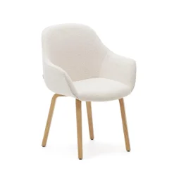 Best Kave Home Eetkamerstoel Aleli Teddy, Naturel onderstel Wit