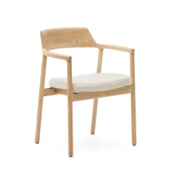 Kave Home Eetkamerstoel Alocs Eikenhout en chenille