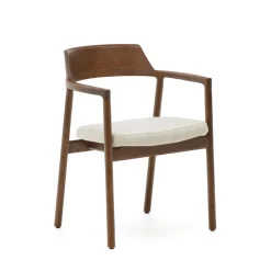 Kave Home Eetkamerstoel Alocs Eikenhout en chenille