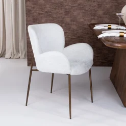 Clearance Richmond Interiors Eetkamerstoel Amber Chenille, kleur Crème Cru00e8me