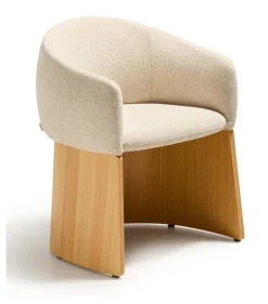 Outlet Kave Home Eetkamerstoel Bosca Chenille en eiken, kleur Beige