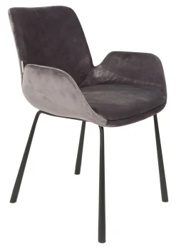Outlet Zuiver Eetkamerstoel Brit Velvet Donkergrijs