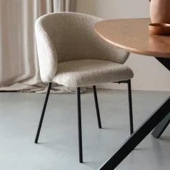 Hot ZILT Eetkamerstoel Dondrea Bouclé, kleur Off White