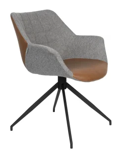 Online Zuiver Eetkamerstoel Doulton Draaibaar Stof / PU, kleur Grijs / Bruin
