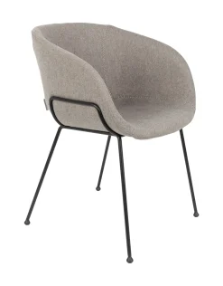 Discount Zuiver Eetkamerstoel Feston Stof, kleur Grijs