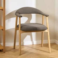 Discount Bendt Eetkamerstoel Gerado Eikenhout en bouclé
