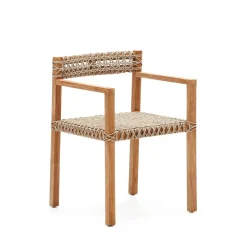 Clearance Kave Home Eetkamerstoel Giverola hout en gevlochten touw Teak
