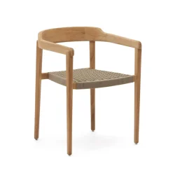Hot Kave Home Eetkamerstoel Icaro Teakhout en touw Beige