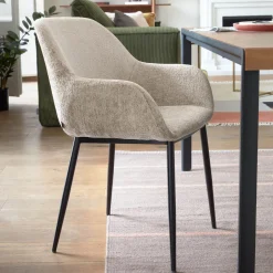 Discount Kave Home Eetkamerstoel Konna Chenille Beige