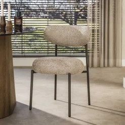 Discount LifestyleFurn Eetkamerstoel Lawson Bouclé, kleur /Bruin Zand
