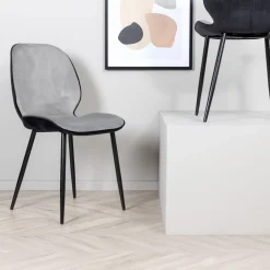 Discount Nohr Eetkamerstoel Lyzette Velvet, kleur Grijs/Zwart Grijs / Zwart