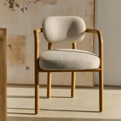 Online Kave Home Eetkamerstoel Melqui Eikenhout, kleur Beige