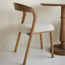 New Rivièra Maison Eetkamerstoel Puglia Eikenhout en stof Fabulous Flax